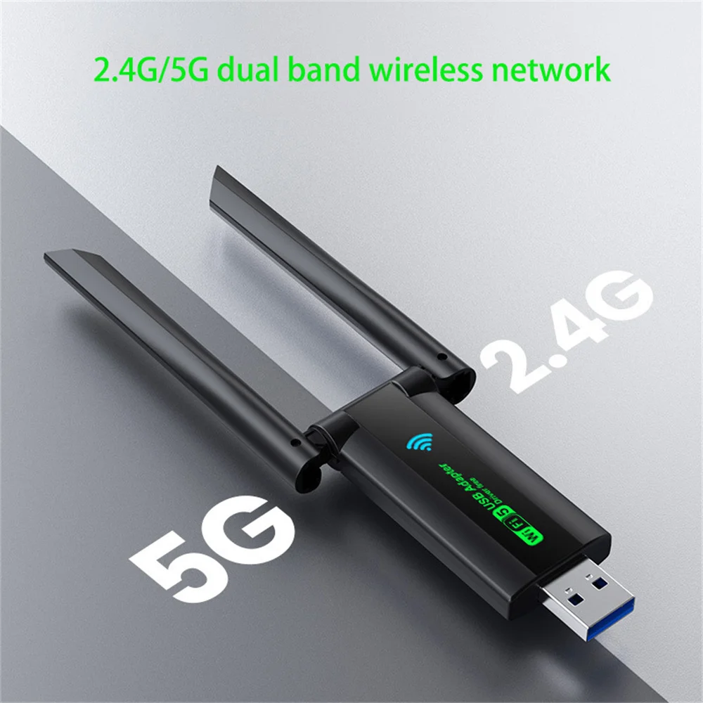 듀얼 밴드 1200Mbps USB RTL8812 무선 AC1200 Wlan USB3.0 Wifi Lan 어댑터 동글 802.11ac 노트북 데스크탑 용 안테나 포함
