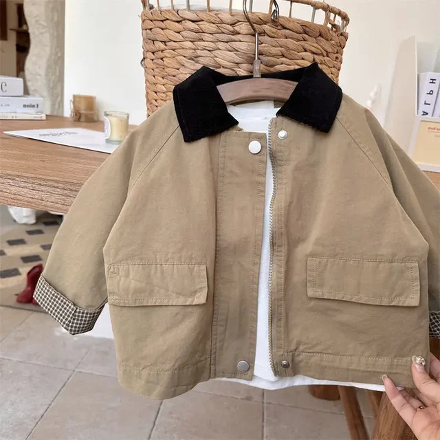 Coupe-vent pour enfants, nouveau Style coréen décontracté Baggy Simple, mode printemps-automne 2025 1