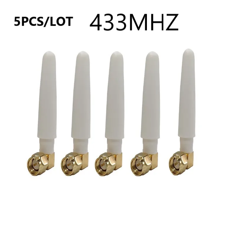 433MHZ 안테나 3dBI 게인 화이트 스트레이트/엘보 헤드 SMA 남성 px1 - SMA 여성 케이블 5개 로라 로라완 433mhz 메쉬스타틱 네트워크