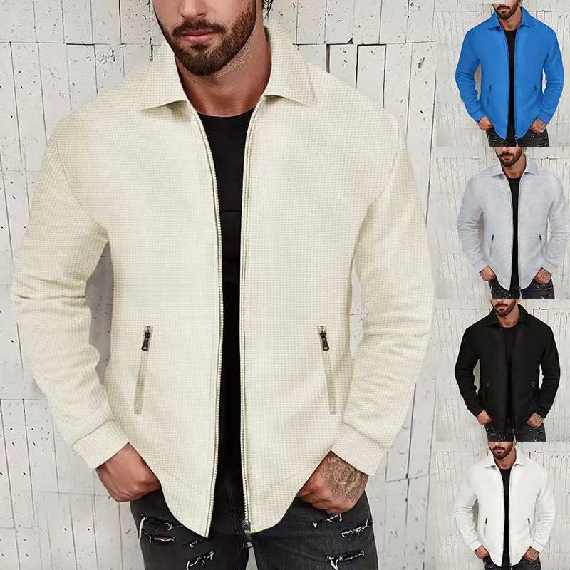 Spring Fashion Jacket Men's Casual Street Outdoor Windproof Bomber Jacket Solid Color Lapel Zip Men's Clothing Free Shipping free shipping custom grey groom tuxedos notch lapel best man groomsmen men wedding groom wear suits men dress