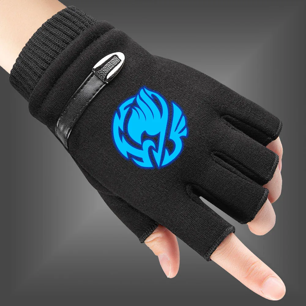 Fairy Tail Cartoon Fluorescent Luminous Children Gloves new boy girl Fingerless Gloves Spring Autumn Warm Knitted
