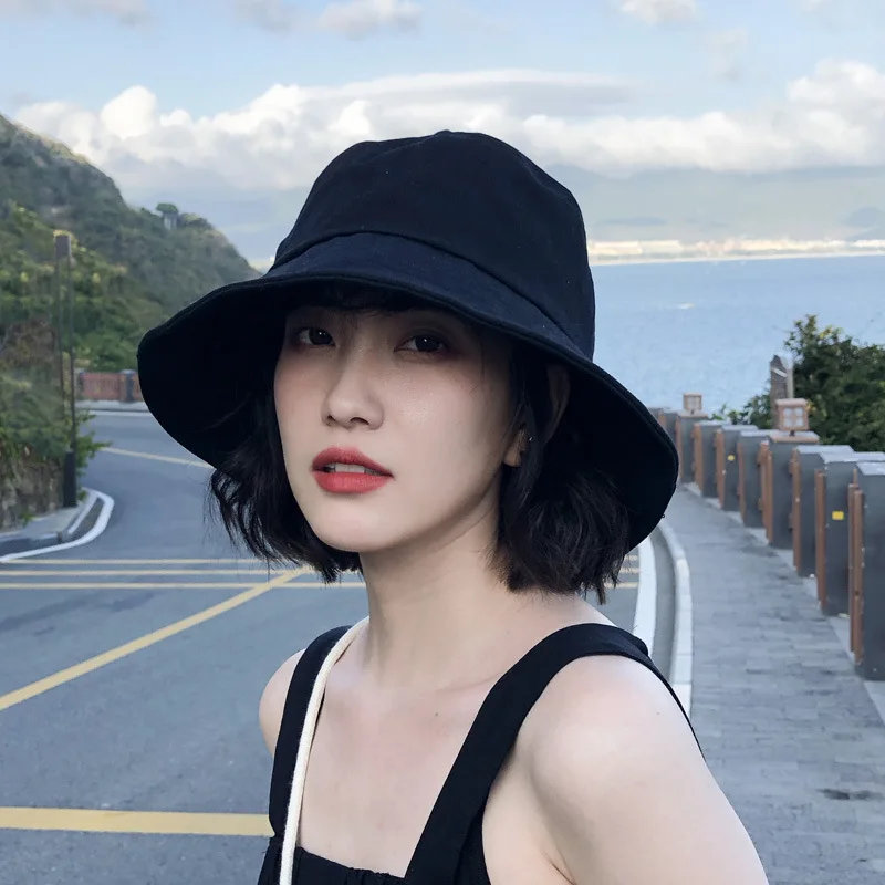 Sun Hats Summer Bucket Hat for Women Big Wide Brim Outdoor Soft Cotton Solid Color Portable Foldable Panama Cap