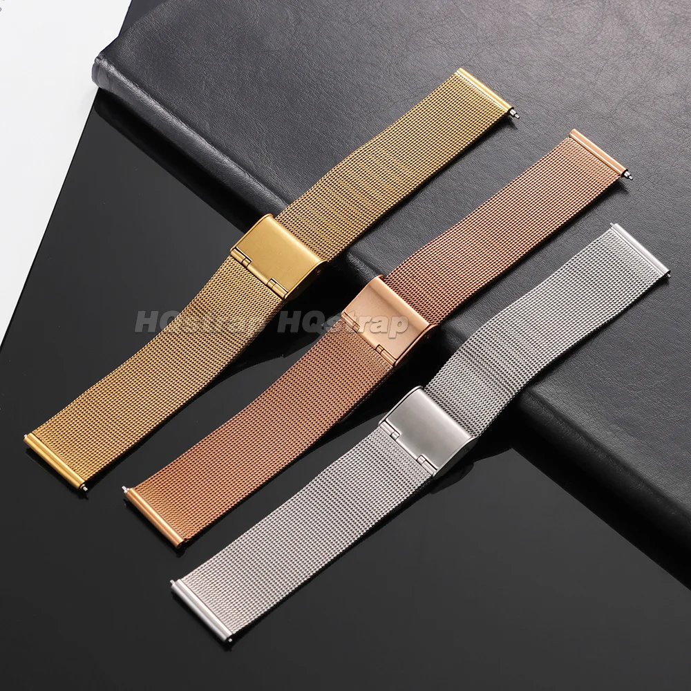 Sleek Stainless Steel Mesh Watch Strap - Modern Milanese Loop Bracelet
