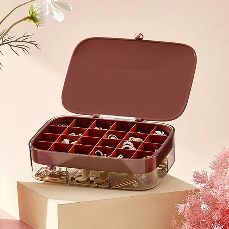 Simple Multi-Layer Necklace Ring Storage Box 30 Grid Space Classification Earring Holder Organizer For Valentine's Day Gift