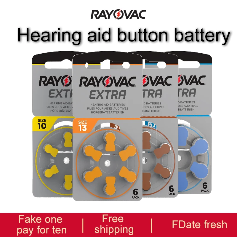 

Hearing Aid Batteries 60PCS/10 Cards RAYOVAC EXTRA 1.45V A312 10 A13 675 PR41 Zinc Air Battery High Performance For BTE CIC RIC