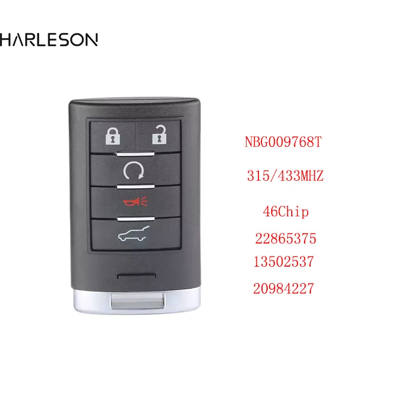 Smart Proximity Remote Key ASK 315/433MHz ID46 Chip for Cadillac SRX CTS XTS DTS 2010-2015  FCC: NBG009768T, P/N: 22865375 kigoauto smart car key 4 button 433mhz id46 chip for nissan sentra car remote keykigoauto smart car ke 2013 2014 2015 cwtwb1u787