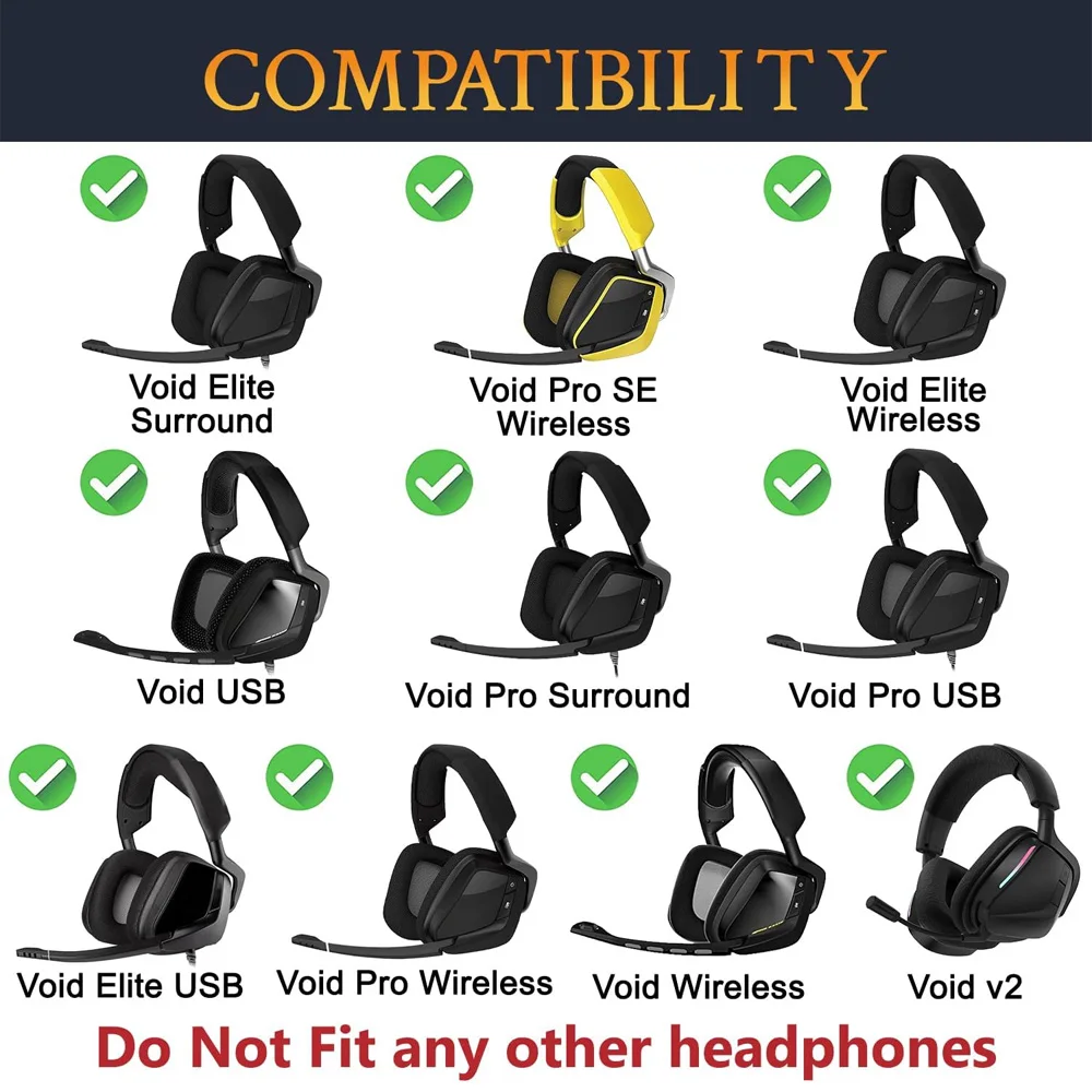 Replacement for Corsair Void RGB Elite USB PRO/SE Surround Headband Ear Pads Earphone Cushions Headphones Protein Earmuff