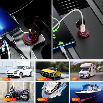 Dual QC 3.0 Dual USB Fast Car Charger Socket 12V/24V waterproof with Switch Auto Car Quckly Charge Adapter Power Outlet 4