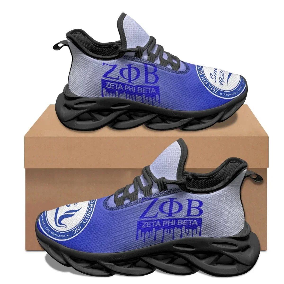 Zeta Phi Beta Luxurious Design Trend Lace-Up Sneakers Sorority Gifts Non-Slip Soft Sole Walking Shoes Lightweight Flats Shoes