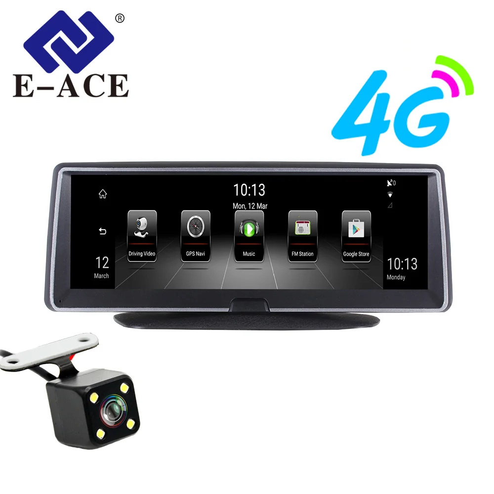 

E-ACE 4G Android Car Dvr 8 Inch FHD 1080P Auto Camera Video Recorder Dual Lens DVRs GPS Navigation ADAS Remote Monitor Dash cam