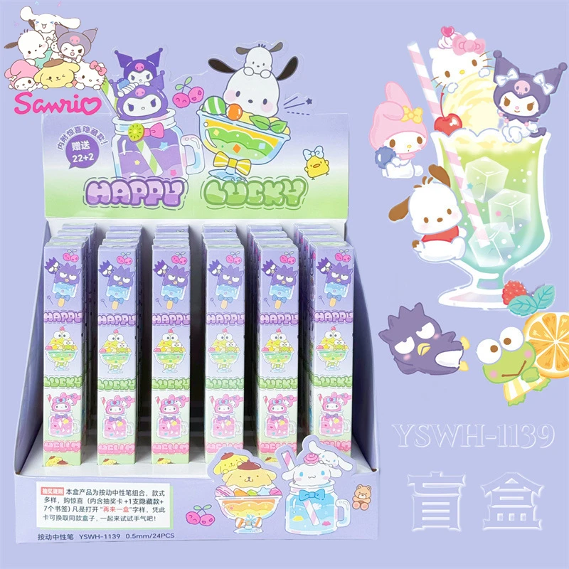 

Новинка гелевая ручка Sanrio 12/24 шт. мультипликационные Kuromi почтовые канцелярские принадлежности для студентов Черная гелевая ручка для пресса 0,5 гладкие ручки для письма оптовая продажа