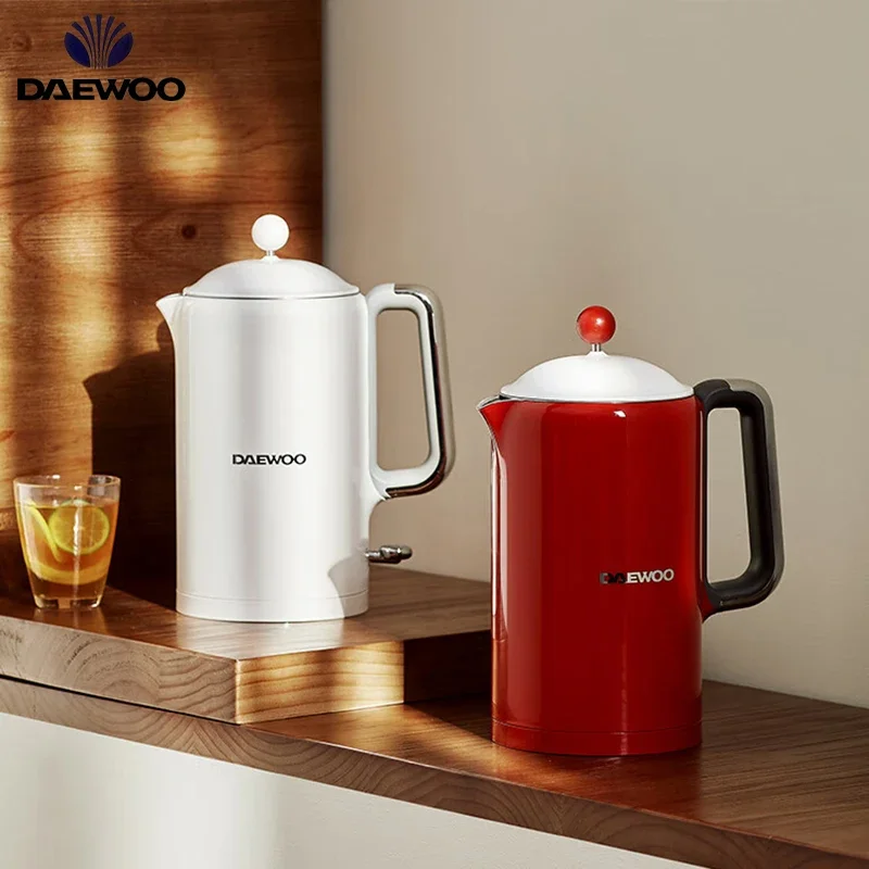 

DAEWOO 220V Electric Kettle 1000W Underpan Heating Water Boiler 1.5L 304 Stainless Steel Liner Touch Panel Teapot Auto Power Off