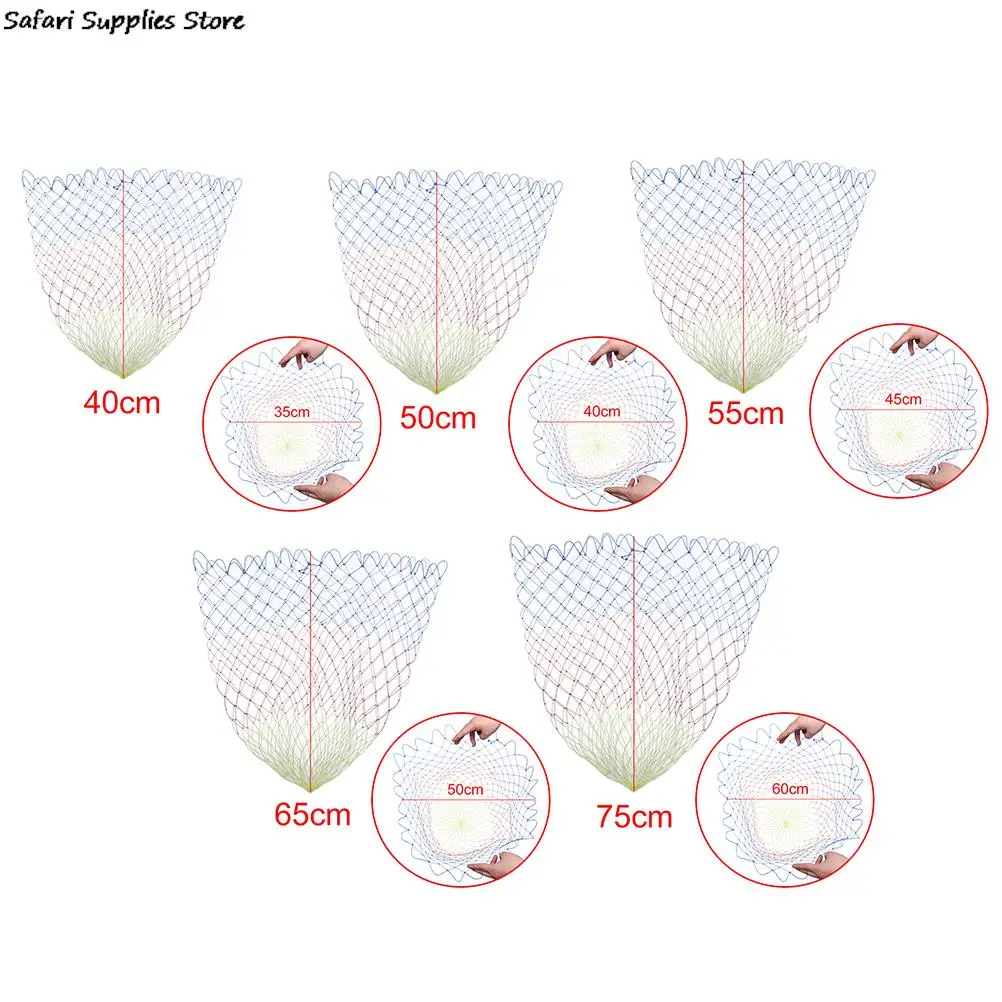 Fishing Net 35/40/45/50/60cm Nylon Fishing Nets Collapsible Fishing Tools Rhombus Mesh Hole Depth Folding Nylon Landing Dip Net