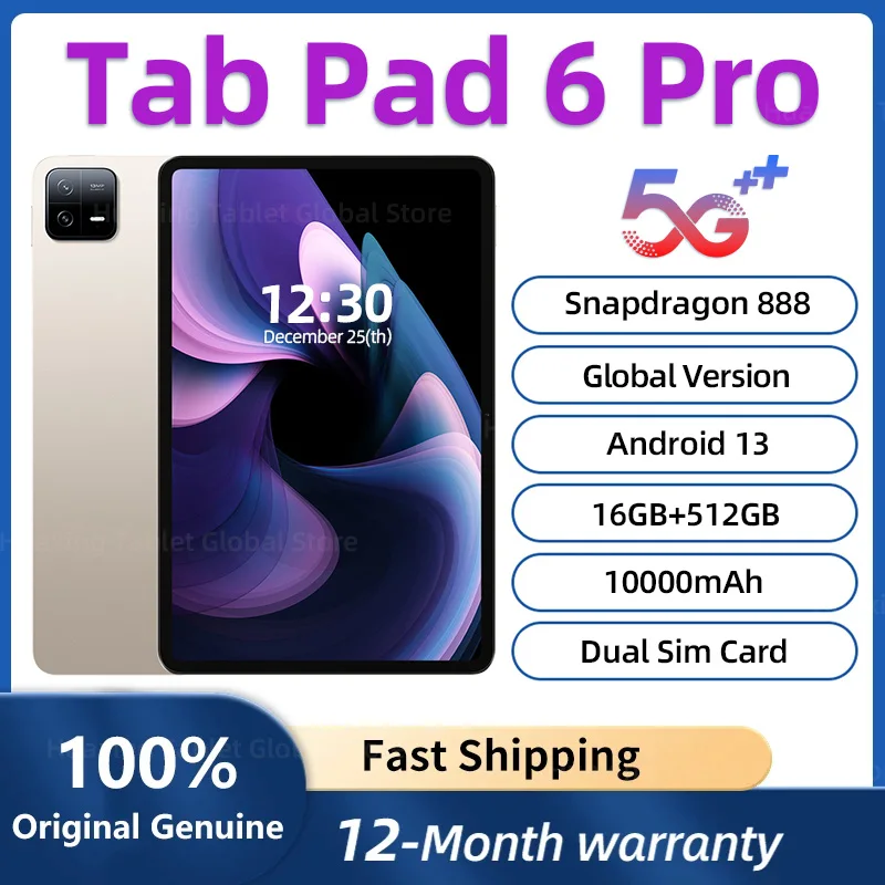 Tableta Pad 6 Pro versiรณn Global, 2024 Original, Android, 1316GB + 1TB, Snapdragon 888, 5G, Tarjeta SIM Dual, WIFI, HD, 4K, Mi Tab