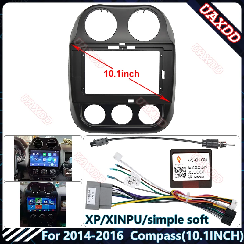 자동차 DVD CD MP3 라디오 안드로이드 스테레오 2014-2016 JEEP Compass 10.1 인치 오디오 화면 멀티미디어 비디오 플레이어 하네스 케이블 프레임