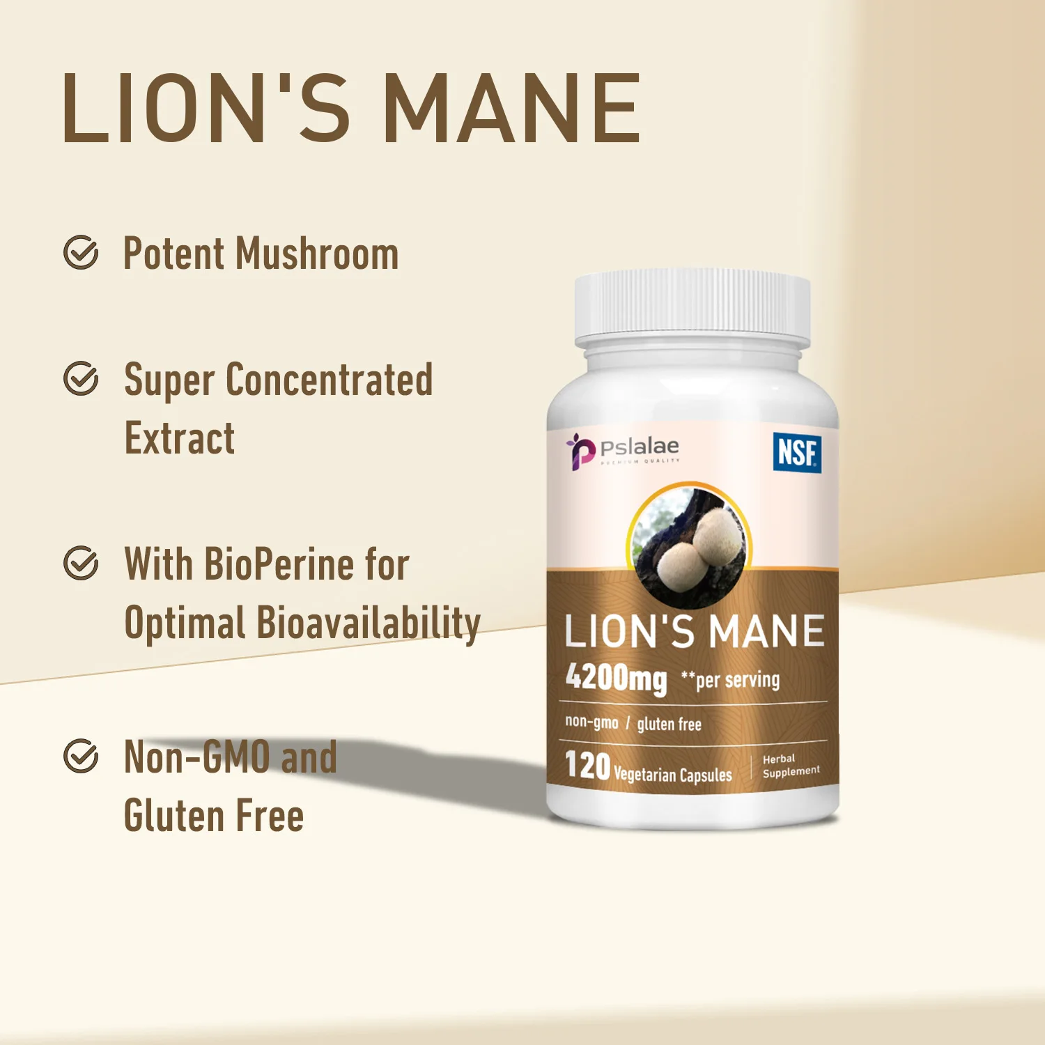 Lions Mane-Immune System Booster Improve Memory Protect Brain Nerves Relieve Stress lions mane mushroom capsules