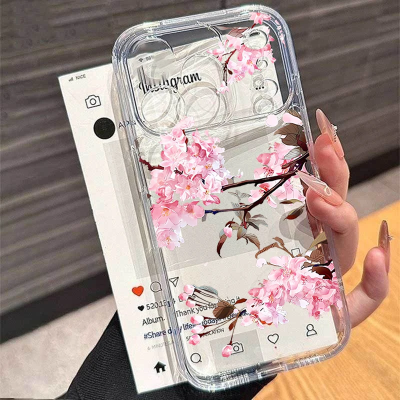 Clear Floral Soft Phone Case - Elegant Transparent Protective Cover