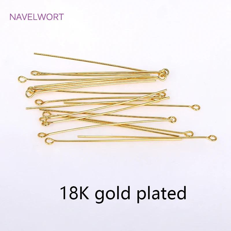 50 teile/los Messing Kugelkopf/Flachkopf/Augenkopf Pins Liefert Für Schmuck 18 Karat Vergoldete Pins DIY Perlen Zubehör Großhandel – Detail 29