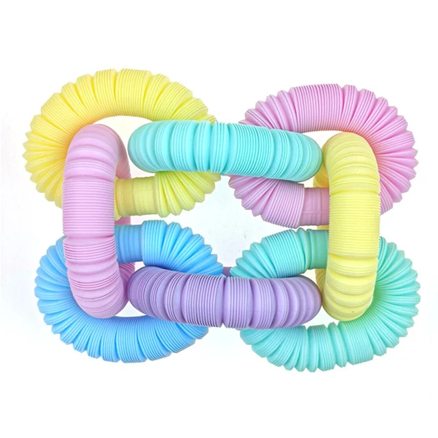6Pcs Colorful Pop Tubes Coil Pop Magical Toy Circle Stress Relieve Toys Fine Fidget Toys Kit Fidget Toys Squeeze Gifts Toy 5
