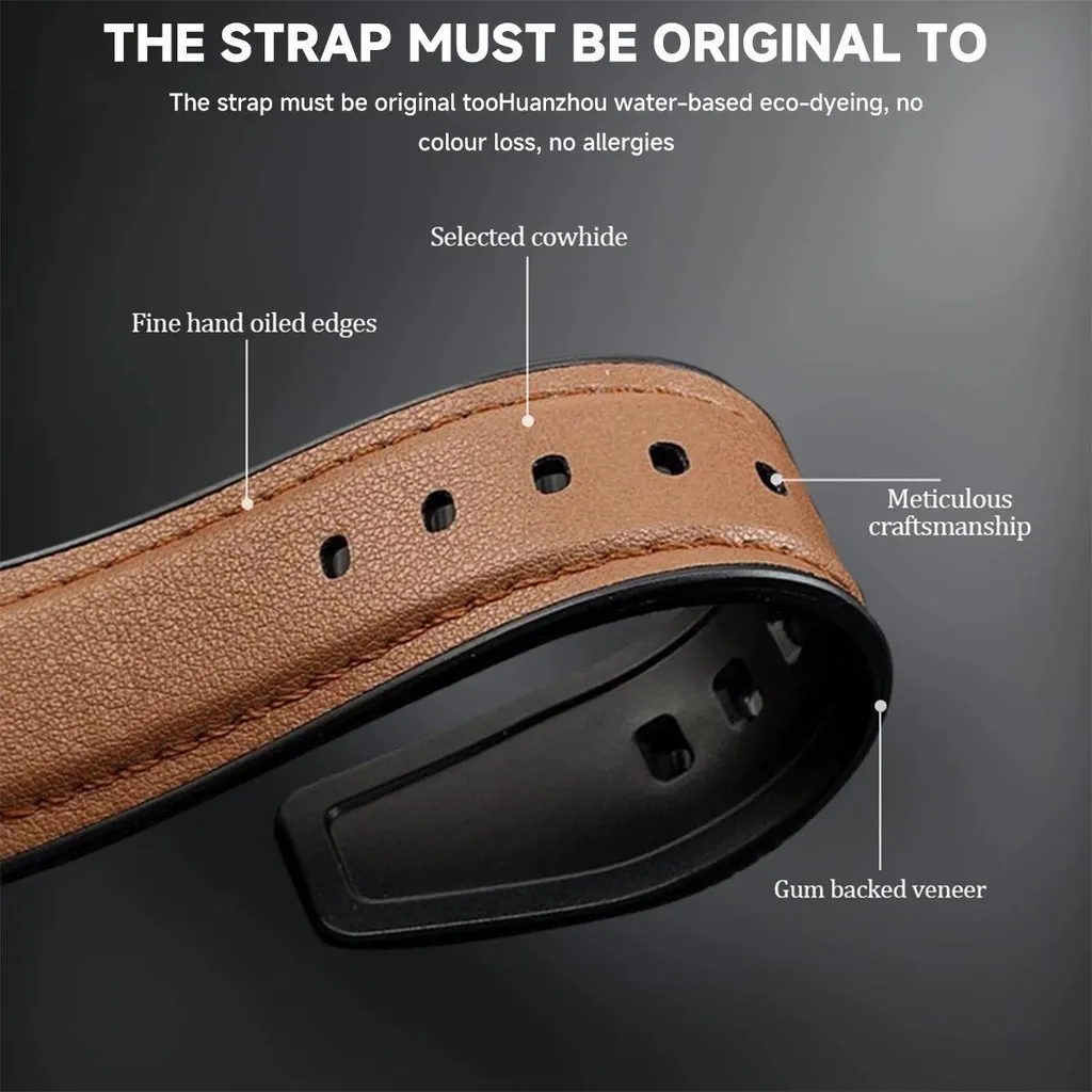 Premium Leather Silicone Hybrid Smartwatch Strap