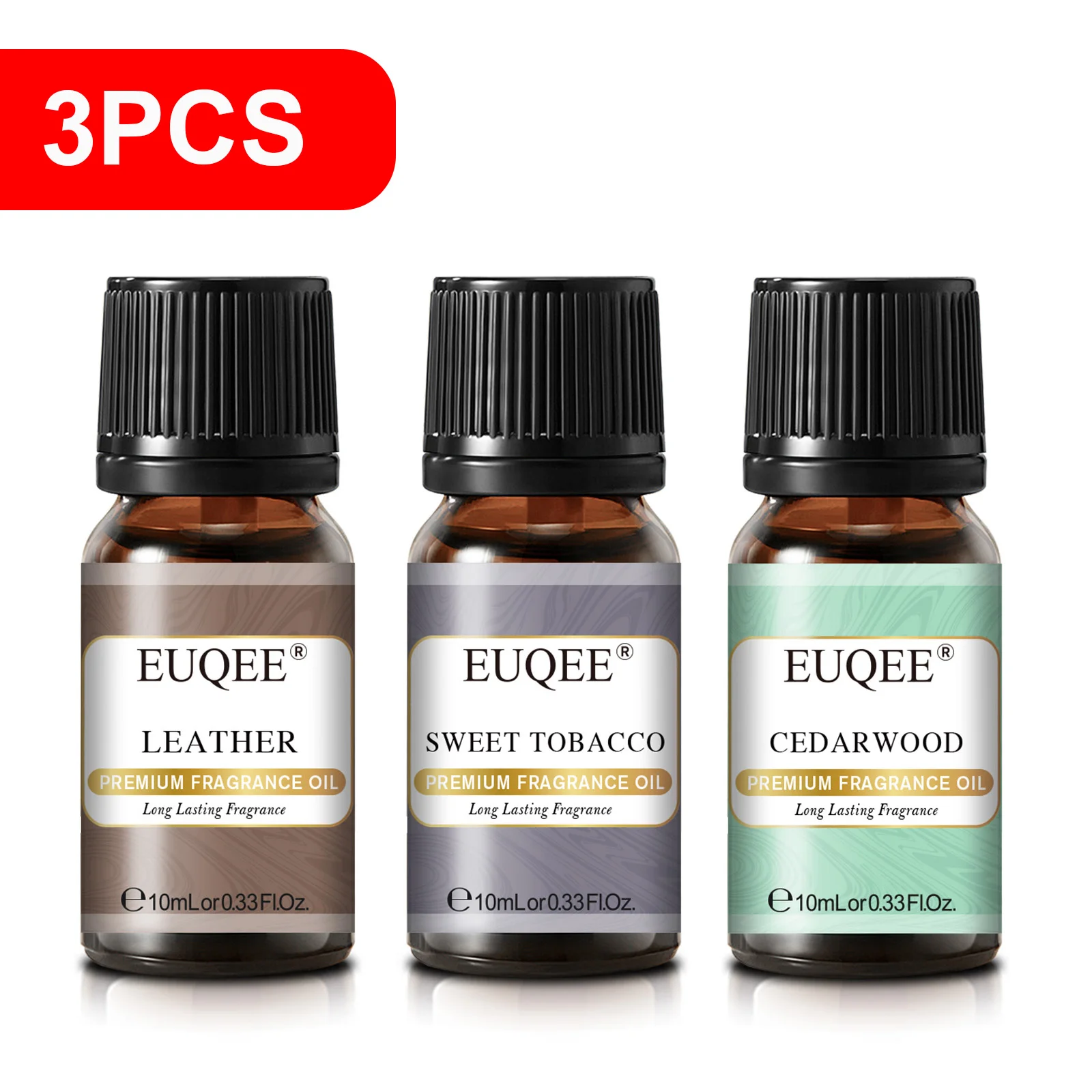 EUQEE 10ML Luxury Men's Fragrance Oil - Leather, Forest Pine, Coffee Cake, Cedarwood, Bay Rum Aroma