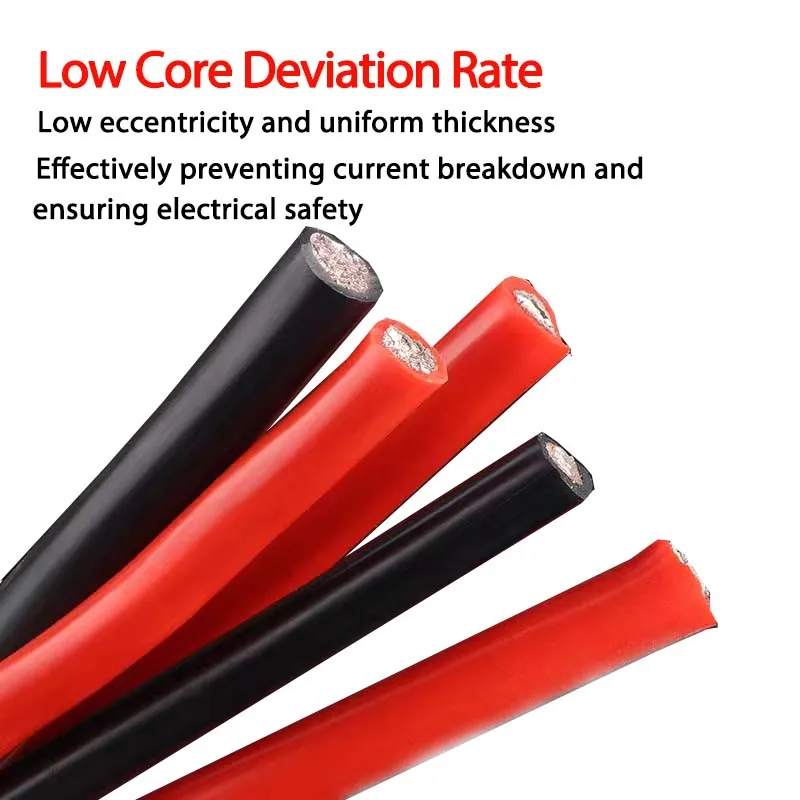 Description Picture 3 of item4 6 8 10 12 AWG Silicone Power Cable Red Black Electrical Wire Heat-Resistant Copper Cord For Battery Inverter Motor Spotlight