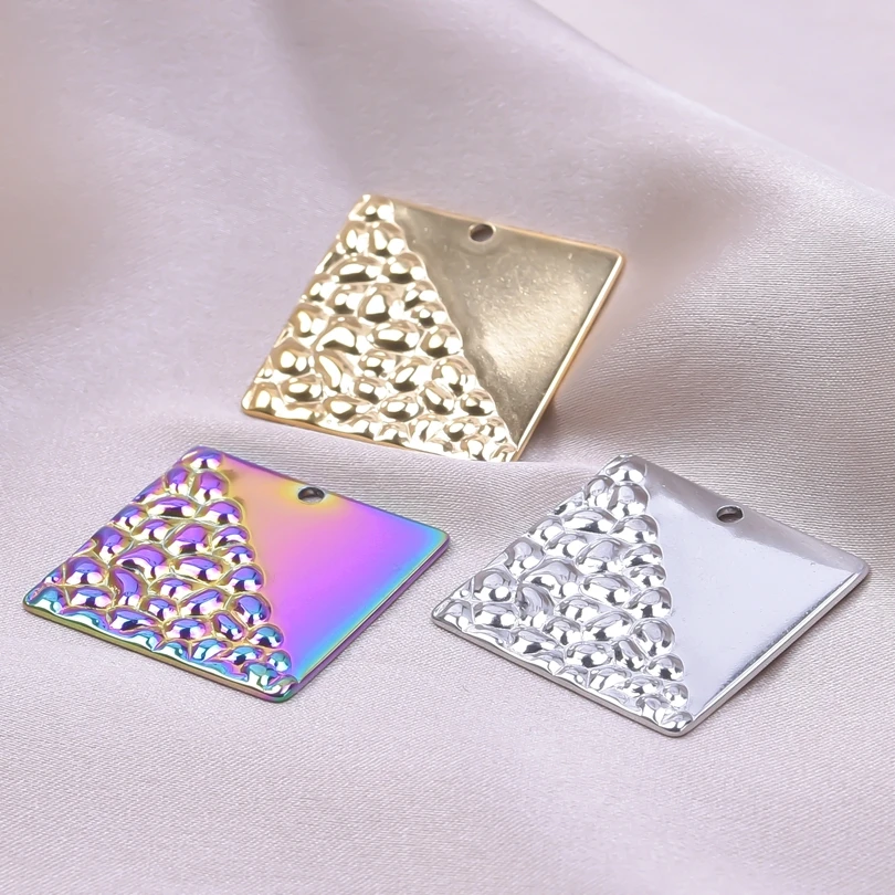 

6pcs Stainless Steel Charms Geometry Quadrilateral Shape Handmade Crafts Pendants Jewelry Making Supplies Necklace Accessories