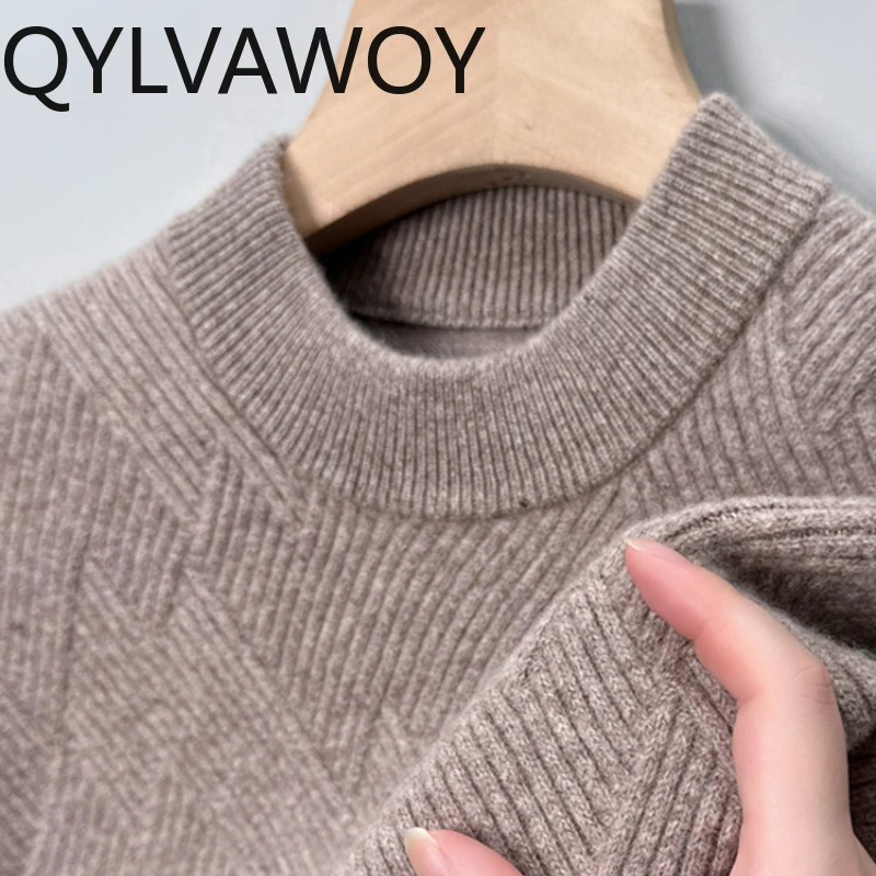 

QYLVAWOY 100% кашемировые свитера мужские модные топы утепленный теплый пуловер мужской свитер осень зима одежда вязаный свитер 2024