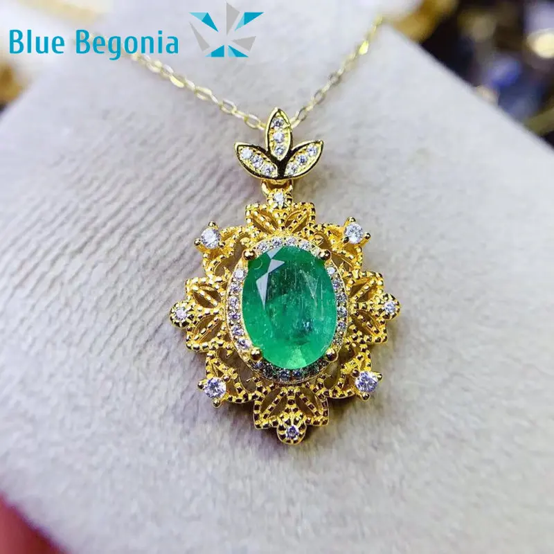 

Женская подвеска из серебра 925 пробы с изумрудом, 7 Х9 мм