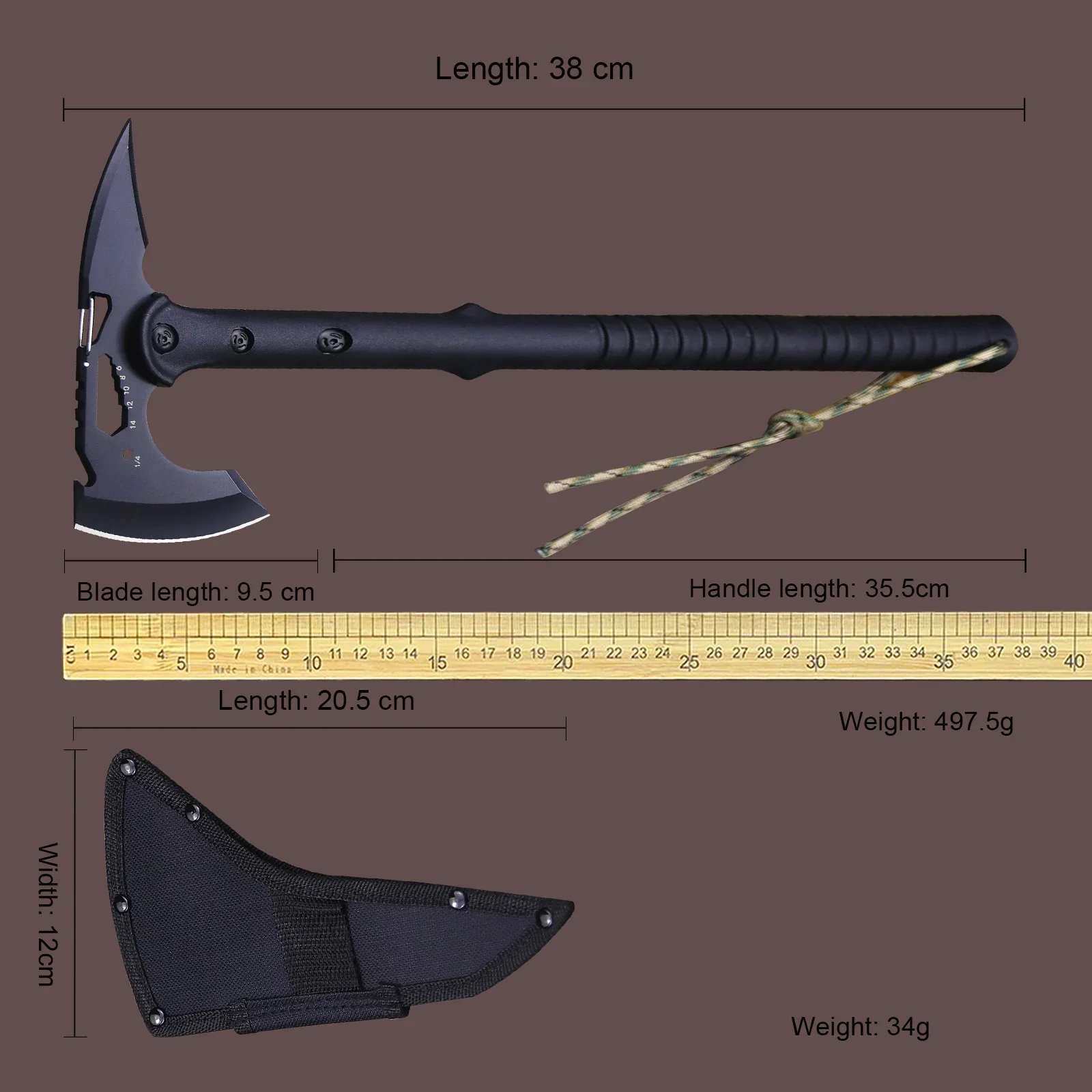 ABS handle Black 440 Outdoor tactical axe, jungle logging axe, outdoor camping self-defense rescue axe 6
