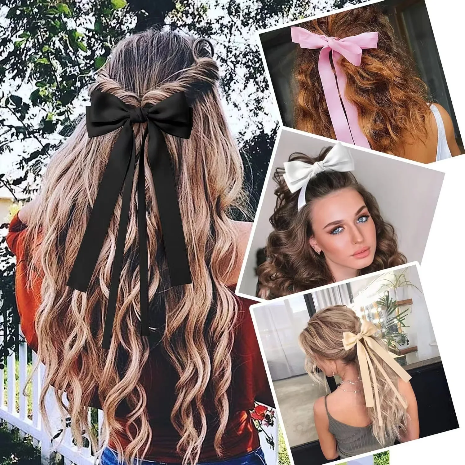 Große Chiffon Bowknot Haarband Mode Frauen Perle Pferdeschwanz Halter Krawatte Haar Elastische Gummibänder Haar Zubehör Headwear – Detail 3