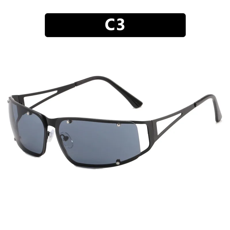 Futuristic Large Frame Sunglasses with Personalized Hollow Rivets