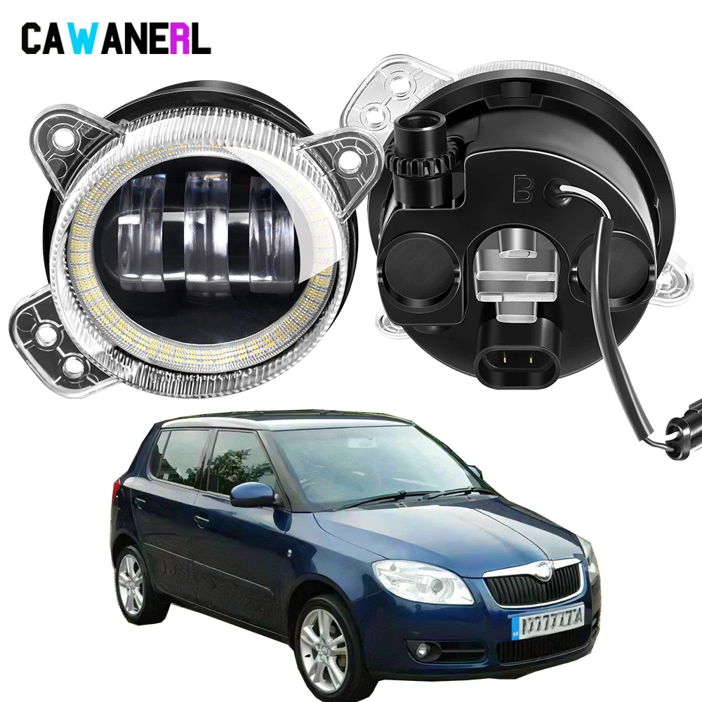 2XCarFrontLEDFogLightAssemblywithAngelEyeDaytimeRunning