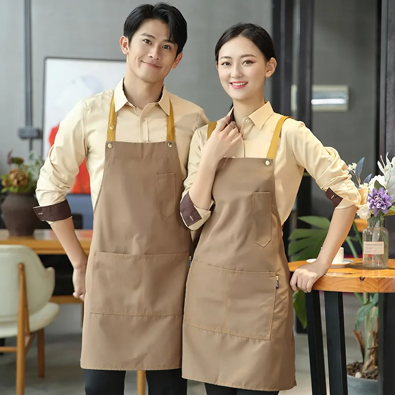 C828 Work Apron Clothes Print Advertising Coffee Shop Supermarket Restaurant Can Kitchen Apron Painting Manicure Wear
