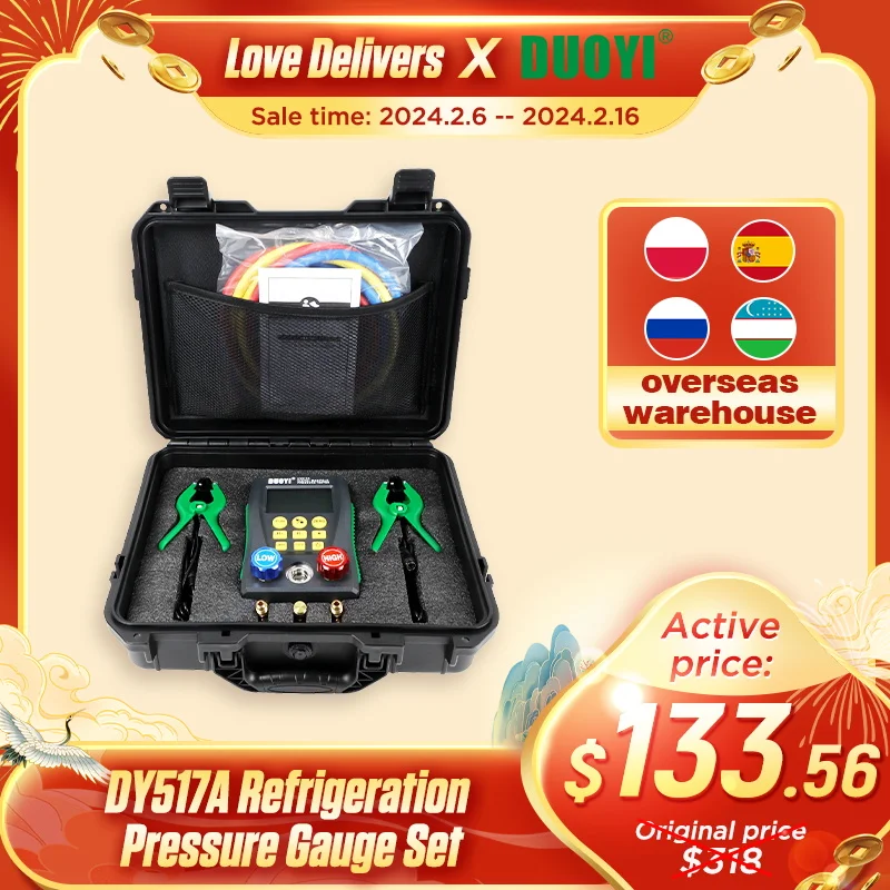 Duoyi Dy517A Manometro Per Refrigerazione Set R410A Collettore Digitale Misuratore Hvac Pressione Manometro Freon Tester Di Temperatura