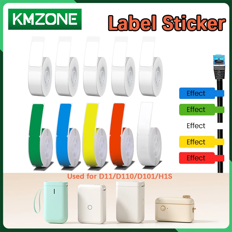 Niimbot-etiquetas Autoadesivas de Papel Térmico para Mini Impressora Adesivo Branco Impermeável Rolos de Fita de Cabo Colorido D11 D101 D110
