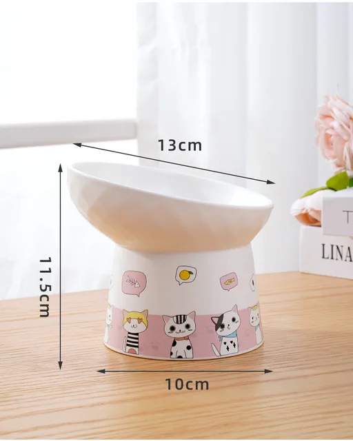 Cat Ceramic Bowl Pet Food Utensils High Footed Bowl 6