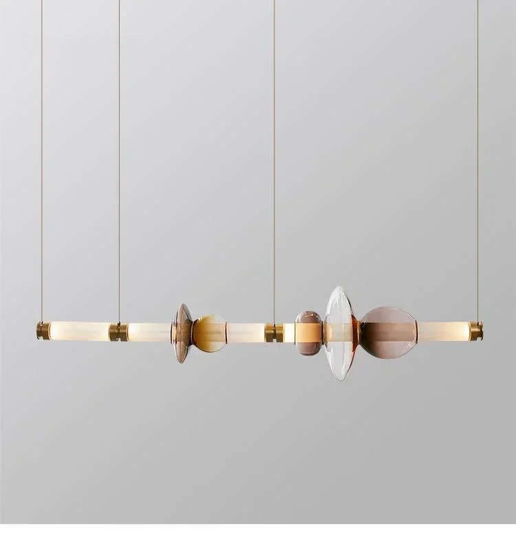 Description Picture 6 of itemNordic French Modern Light Luxury Chandelier Staircase Restaurant Bedroom Room Decoration LED Colored Glass Tube Pendant Lights