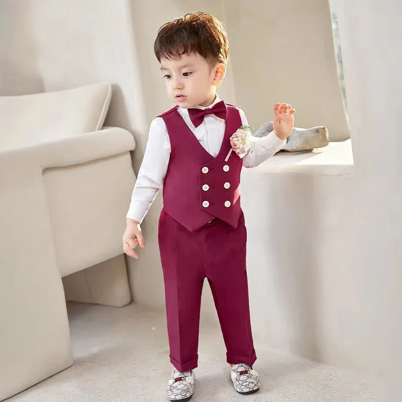 Costume Voleur De Banque Enfant - Peignoir + Chaussons, Flanelle Douce, Taille Nourrisson, Rouge Avec Nœud Papillon