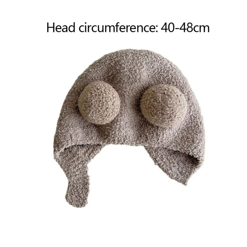 Soft Windproof Beanie Cap Warm with Ball Wool Hemming Caps Ear Protection Hats