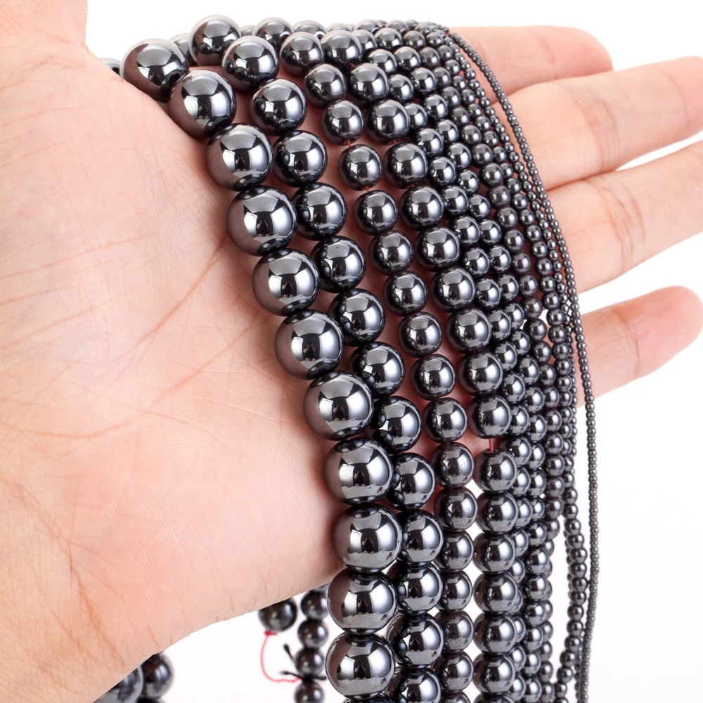 1-12mm Runde Hämatit Natürliche Stein Schwarz Hämatit Perlen Für Schmuck Machen DIY Armband Halskette Handwerk Handgemachte Accessoires – Detail 4