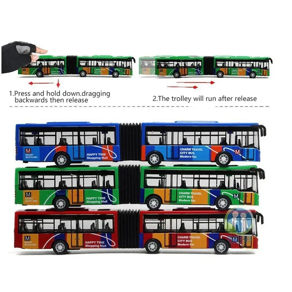 City Express Bus Double Buses Diecast Vehicles Toys Funny Pull Back Car Children Kids Gifts 1:64 Alloy City Bus Model Vehicles 4