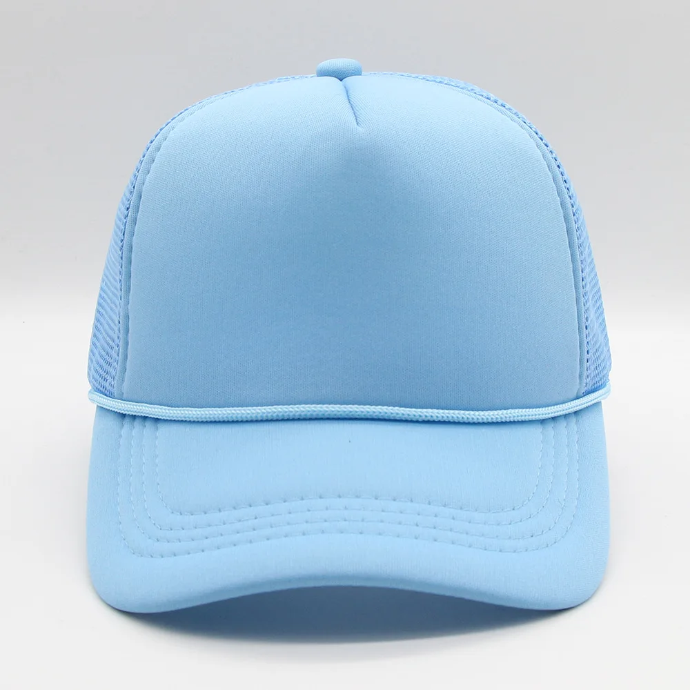 New Trucker Caps Men Women Plain Blank Foam Mesh Baseball Cap With Rope Summer Breathable Outdoor Sport Sun Visor Hats