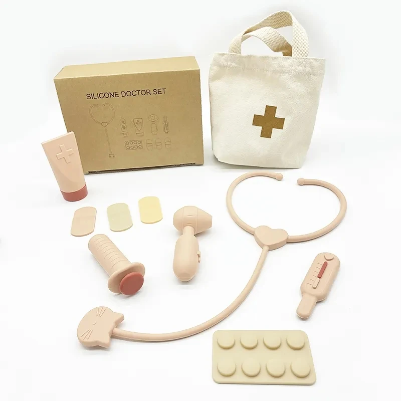 Doctor Toys Pretend Silicone Play Doctor Kit Food Grade Safety Nurse Set for Girls Boys Toddler Games Learning Toy 2