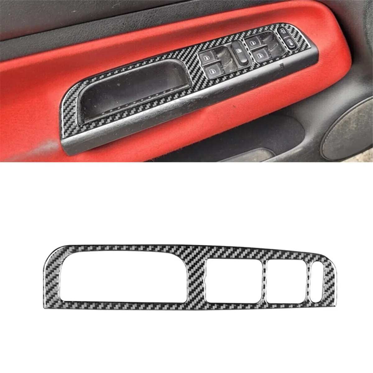 For Golf 4 MK4 1999-2004 LHD Soft Carbon Fiber Car Door Window Lift Switch Button Frame Cover Trim Accessories