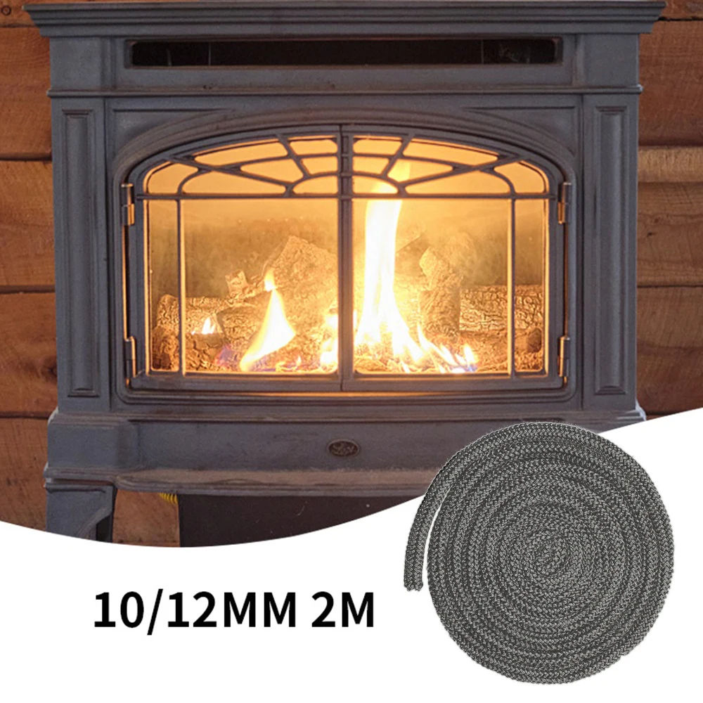 6/8/10/12mm stove rope fiberglass fireplace door cord high temperature woodburner gasket cord width 2m length sealing rope stove rope seal