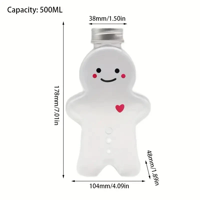 1/5pcs Christmas Bottles Gingerbread Man Bottle Party Candy Jar Juice Drink Bottle Xmas Plastic Kettle Kids Gift Christmas Decor plastic water bottle