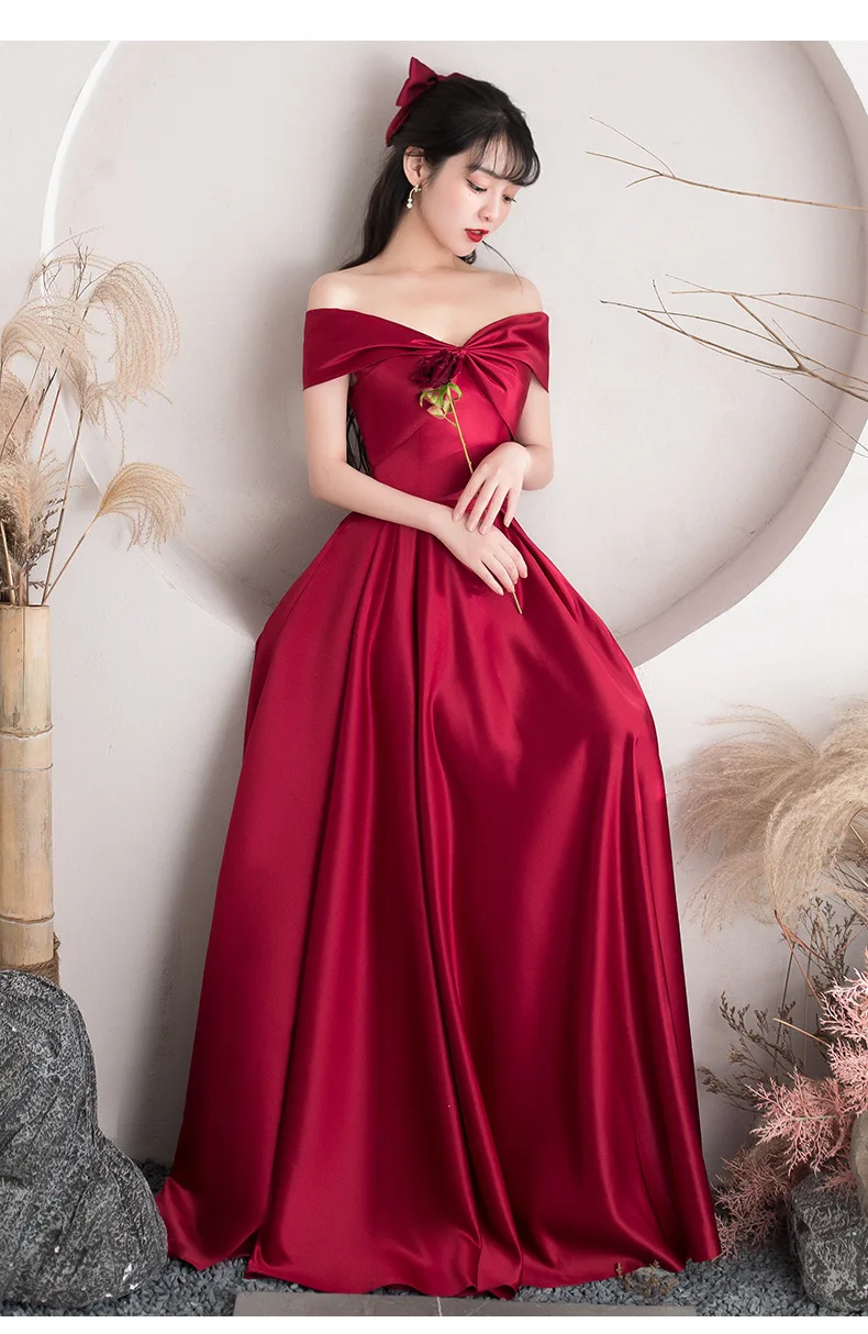 KAUNISSINA A-Line Prom Dress Elegant Off the Shoulder Satin Evening Dresses Vintage Floor Length Long Party Dress Custom Size evening gowns