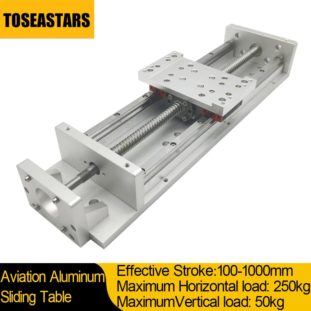 

Aviation Aluminum Sliding Table Linear Rail Guide 100-1000mm Effective Stroke HGR15 SFU1605 1610 Ballscrew Gantry Slide CNC DIY