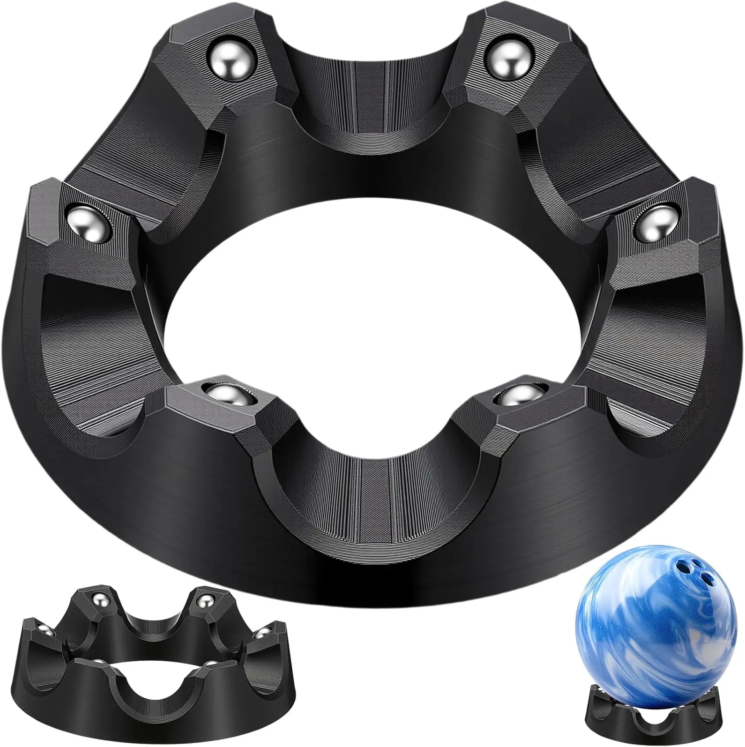 Supporto Girevole per Palla da Bowling, 14,5 cm 360° ° Espositore Girevole per Palline, Supporto per Pulizia e Lucidatura Anelli